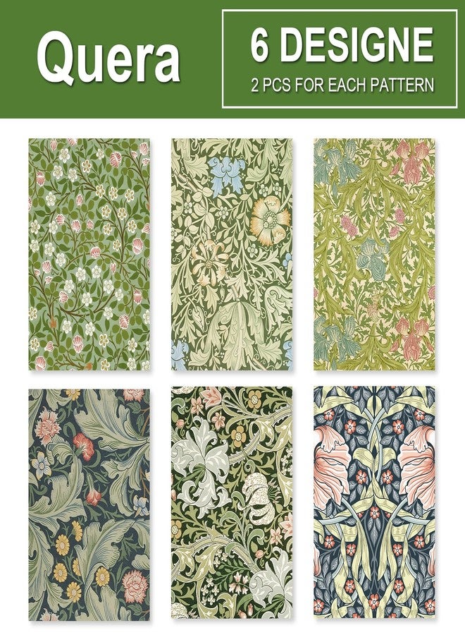 Quera 12 Sheet William Morris Wrapping Paper Vintage Floral Gift Wrap Paper Bulk Green Art Paper for Birthday Wedding Baby Shower DIY Crafts Gift Packing, 19.7 x 27.6 - Image 3
